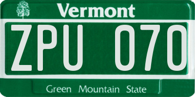 VT license plate ZPU070