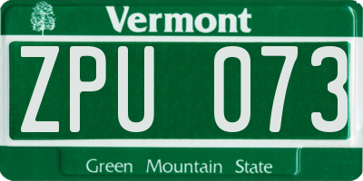 VT license plate ZPU073