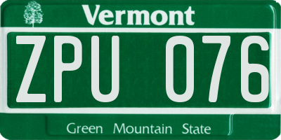 VT license plate ZPU076