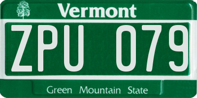 VT license plate ZPU079