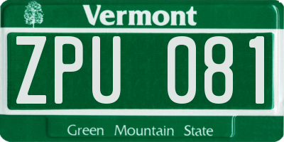 VT license plate ZPU081