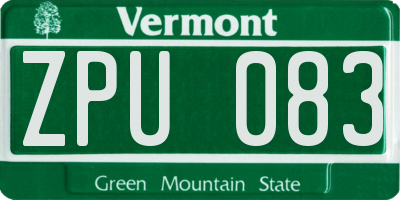 VT license plate ZPU083
