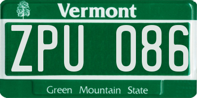 VT license plate ZPU086
