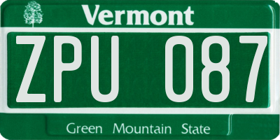 VT license plate ZPU087