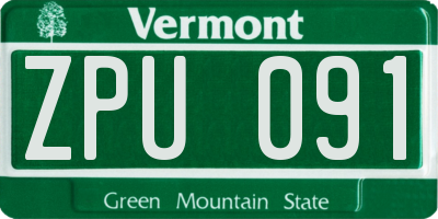 VT license plate ZPU091