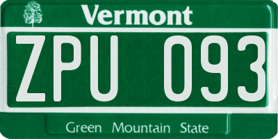 VT license plate ZPU093