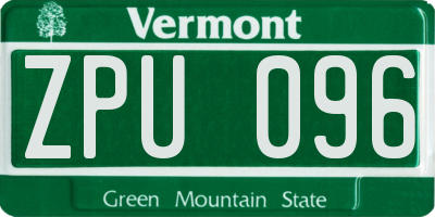 VT license plate ZPU096