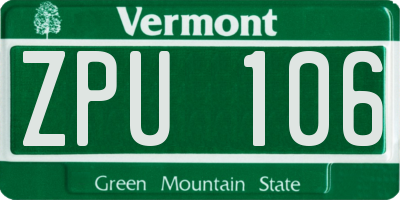 VT license plate ZPU106