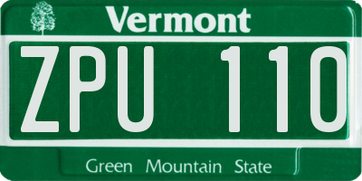 VT license plate ZPU110