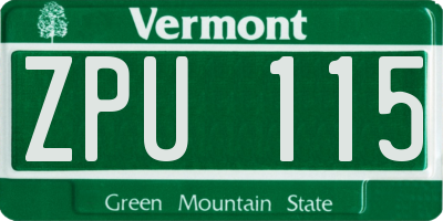VT license plate ZPU115