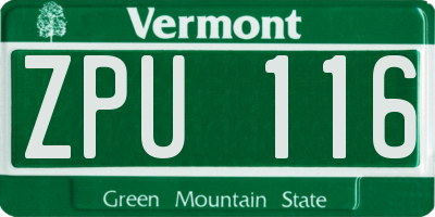 VT license plate ZPU116