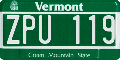 VT license plate ZPU119