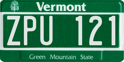 VT license plate ZPU121