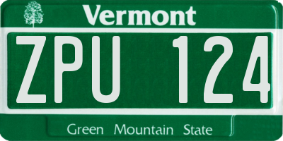 VT license plate ZPU124