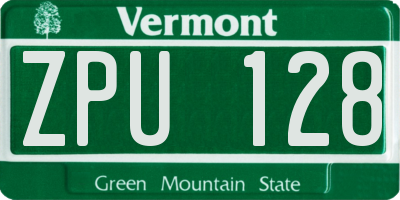 VT license plate ZPU128