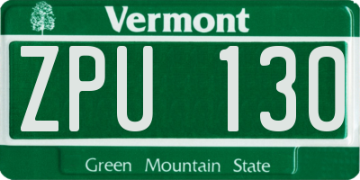 VT license plate ZPU130