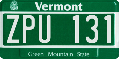VT license plate ZPU131