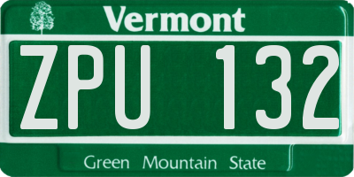 VT license plate ZPU132