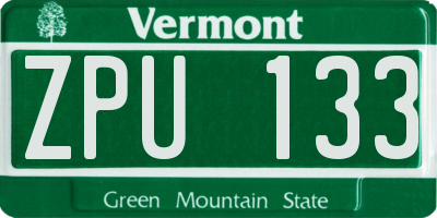 VT license plate ZPU133