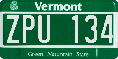 VT license plate ZPU134