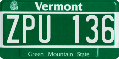 VT license plate ZPU136