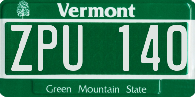 VT license plate ZPU140