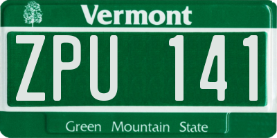 VT license plate ZPU141