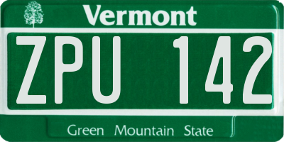 VT license plate ZPU142