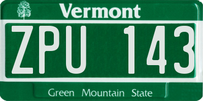 VT license plate ZPU143
