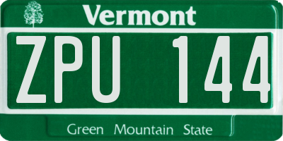 VT license plate ZPU144