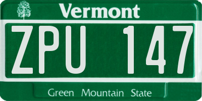 VT license plate ZPU147