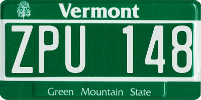 VT license plate ZPU148