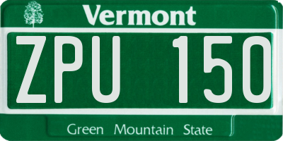 VT license plate ZPU150
