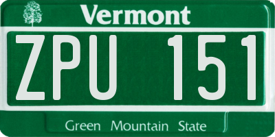 VT license plate ZPU151