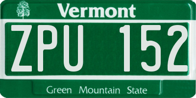 VT license plate ZPU152