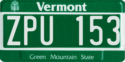 VT license plate ZPU153