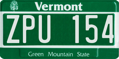 VT license plate ZPU154