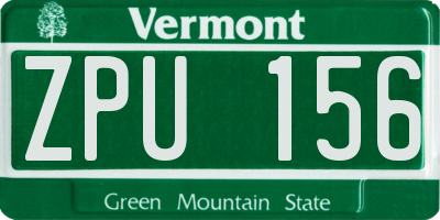 VT license plate ZPU156