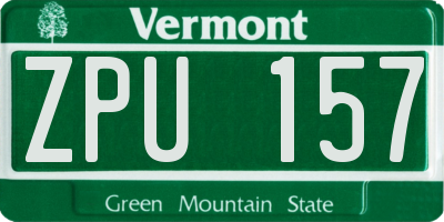 VT license plate ZPU157