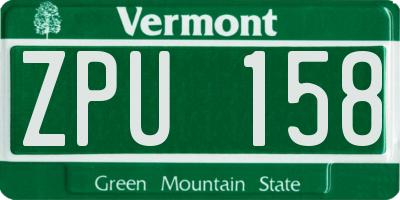VT license plate ZPU158