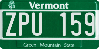 VT license plate ZPU159