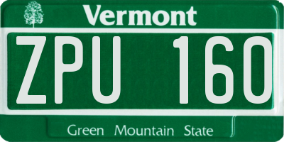 VT license plate ZPU160