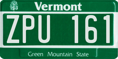 VT license plate ZPU161