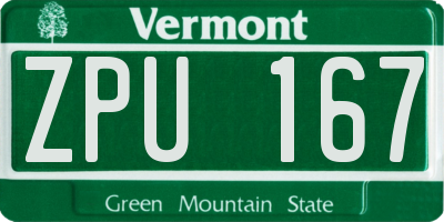VT license plate ZPU167