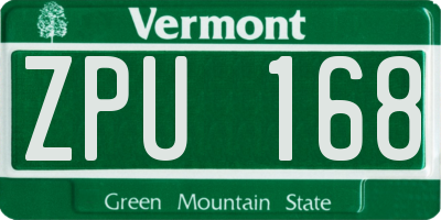 VT license plate ZPU168