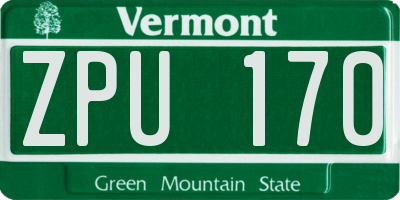 VT license plate ZPU170