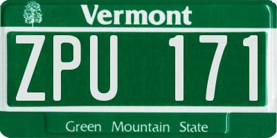 VT license plate ZPU171