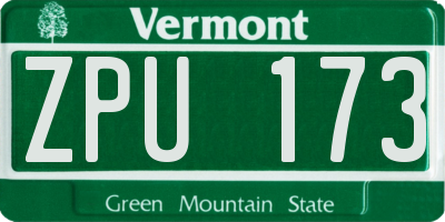 VT license plate ZPU173