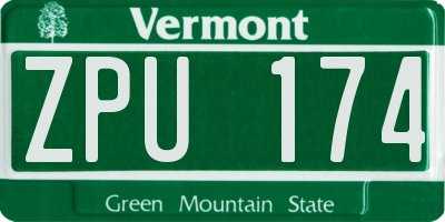 VT license plate ZPU174