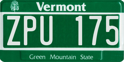 VT license plate ZPU175